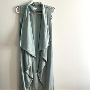 Woman Front/Back Belted long Vest Soft Draped Sleeveless Jacket/Size M